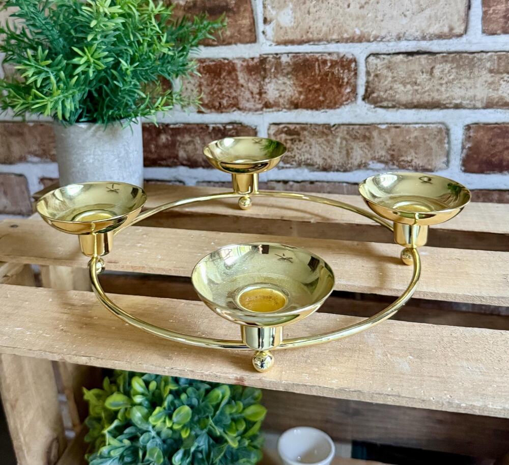 Vintage PartyLite Century Candelabra P7366 | Gold Brass Taper Candle Holder